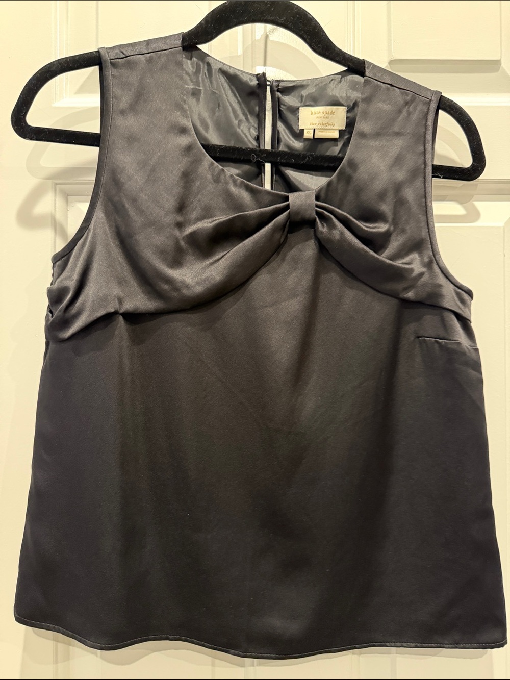 Kate Spade 100% silk tank blouse with large bow flowy timeless and feminine
